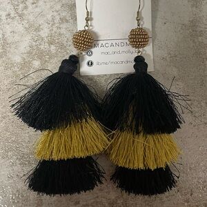 Black and Gold Tassel Earrings